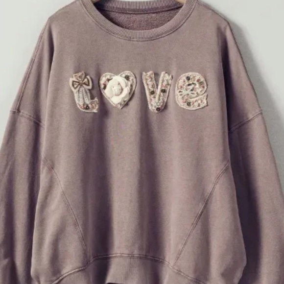 Tops - EMBELLISHED LOVE MOCHA CREWNECK!! This quality is EXQUISITE!!!!!!! L